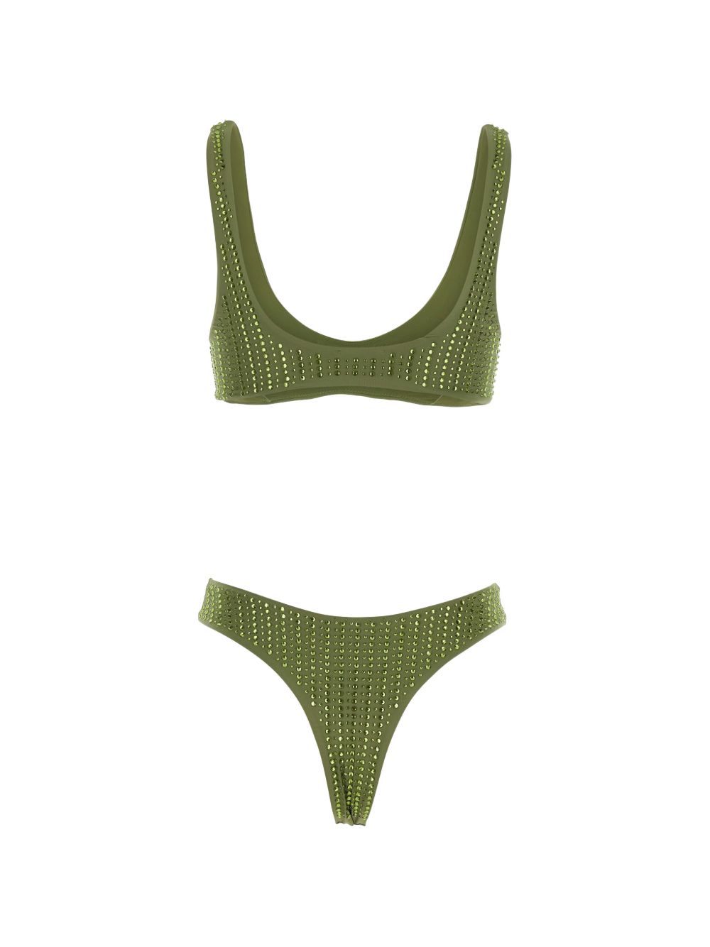 VENUJA Bikini Malibu verde con strass e brassiere sportiva