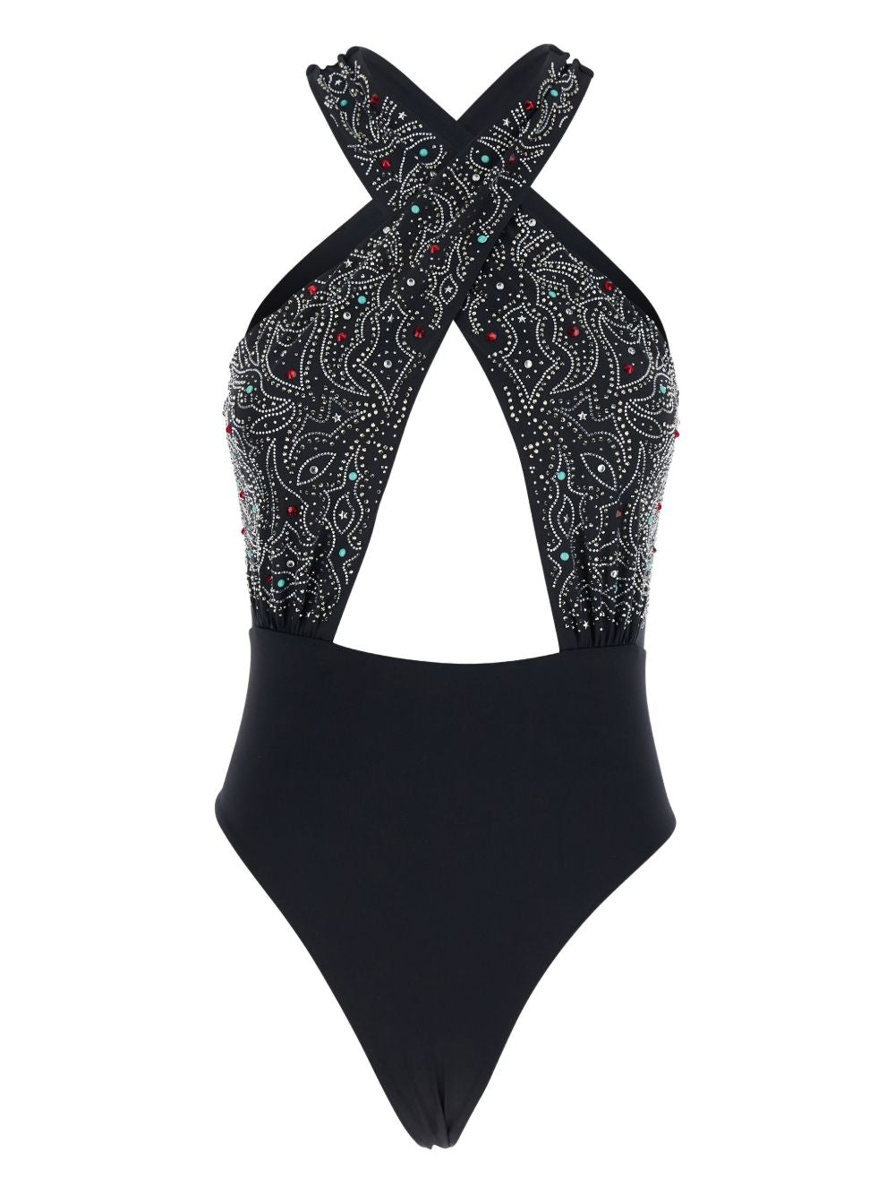 VENUJA Costume intero Texano nero con decorazioni e strass
