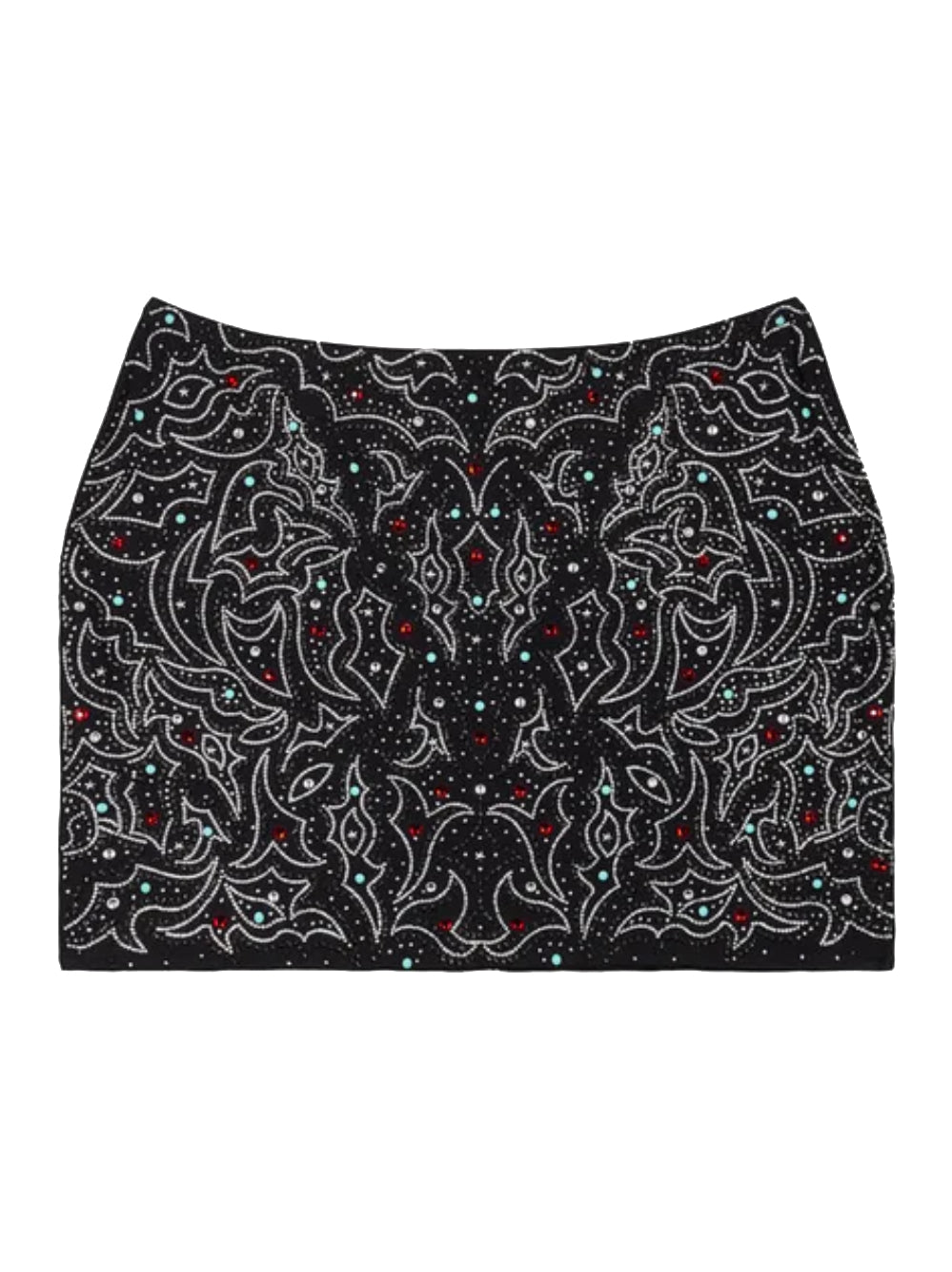 VENUJA Minigonna 54th nera con strass e borchie