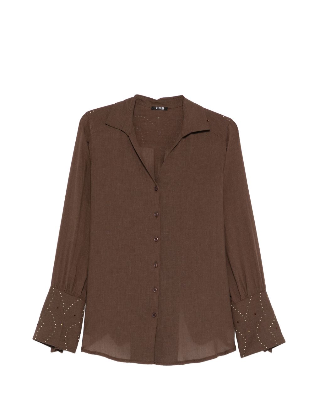 VENUJA Camicia Rodeo marrone con borchie e strass