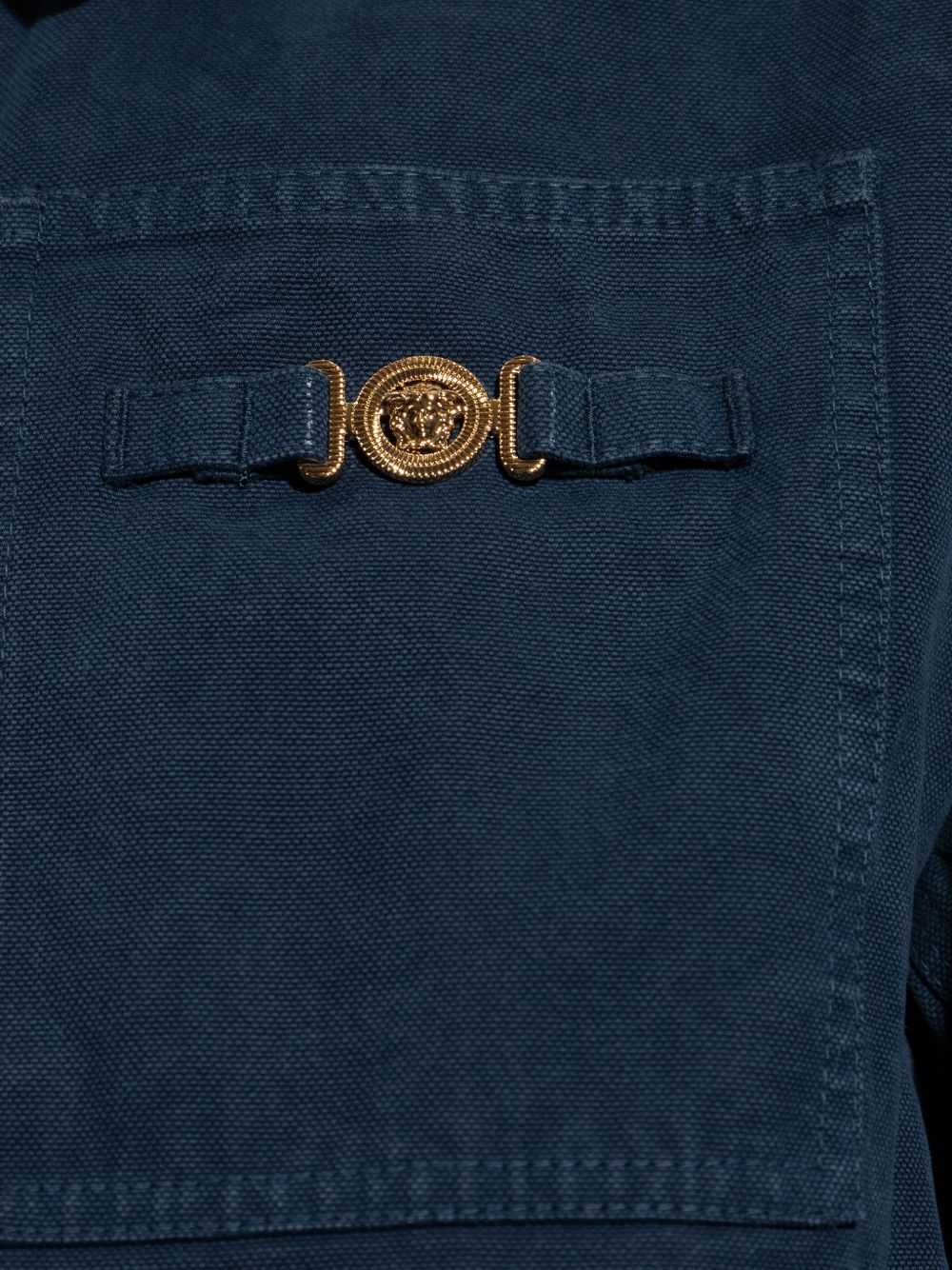 VERSACE Camicia blu con collo a punta
