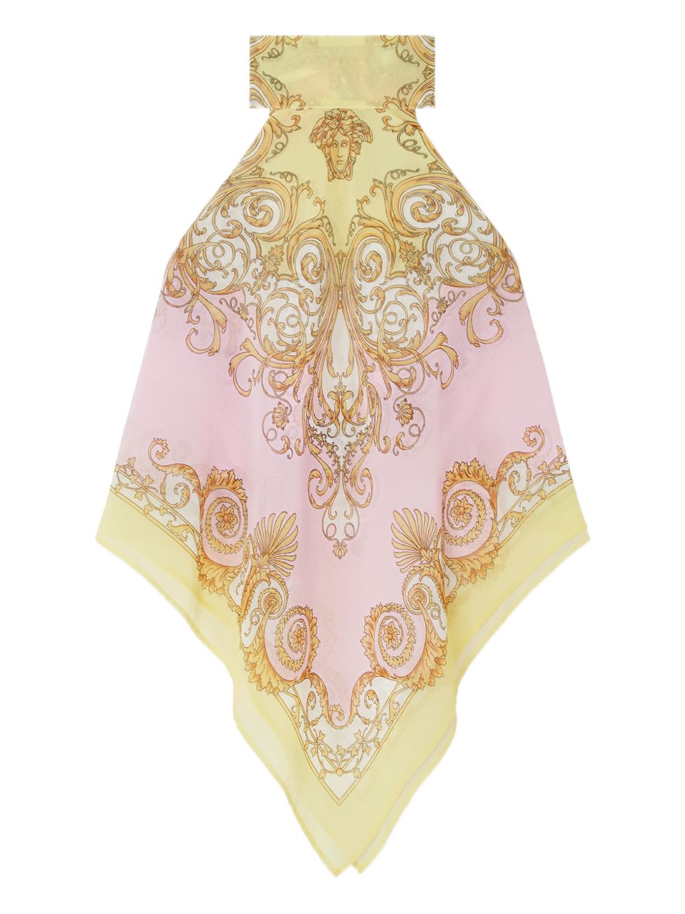 VERSACE Top con stampa Barocco oro e rosa