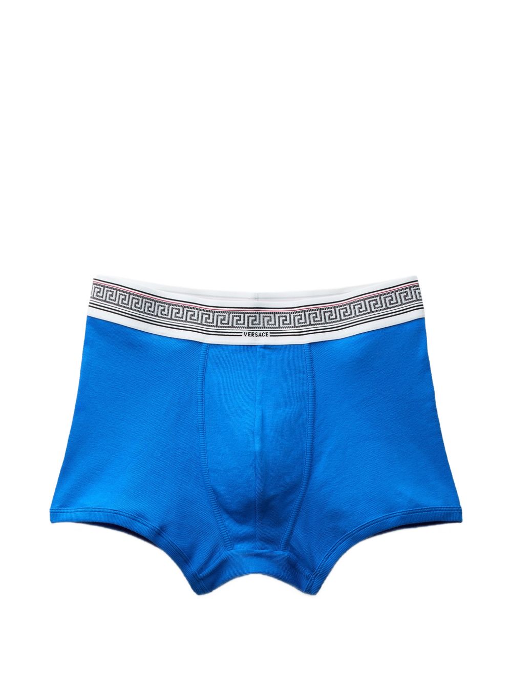 VERSACE Boxer in cotone blu con motivo Greca