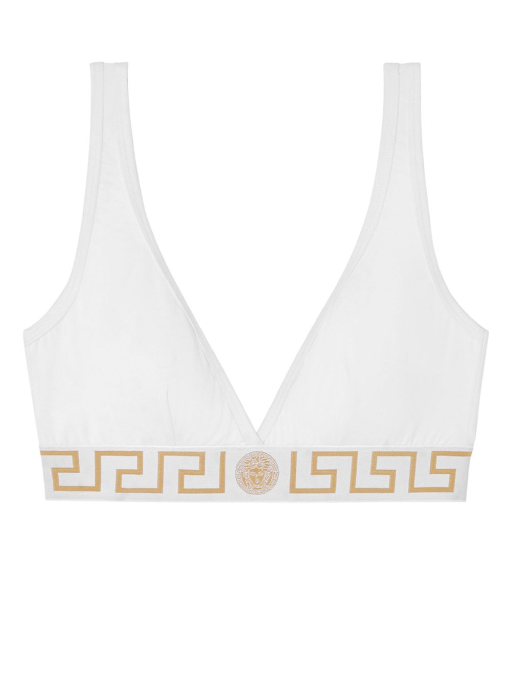 VERSACE Reggiseno in cotone bianco con stampa Barocca