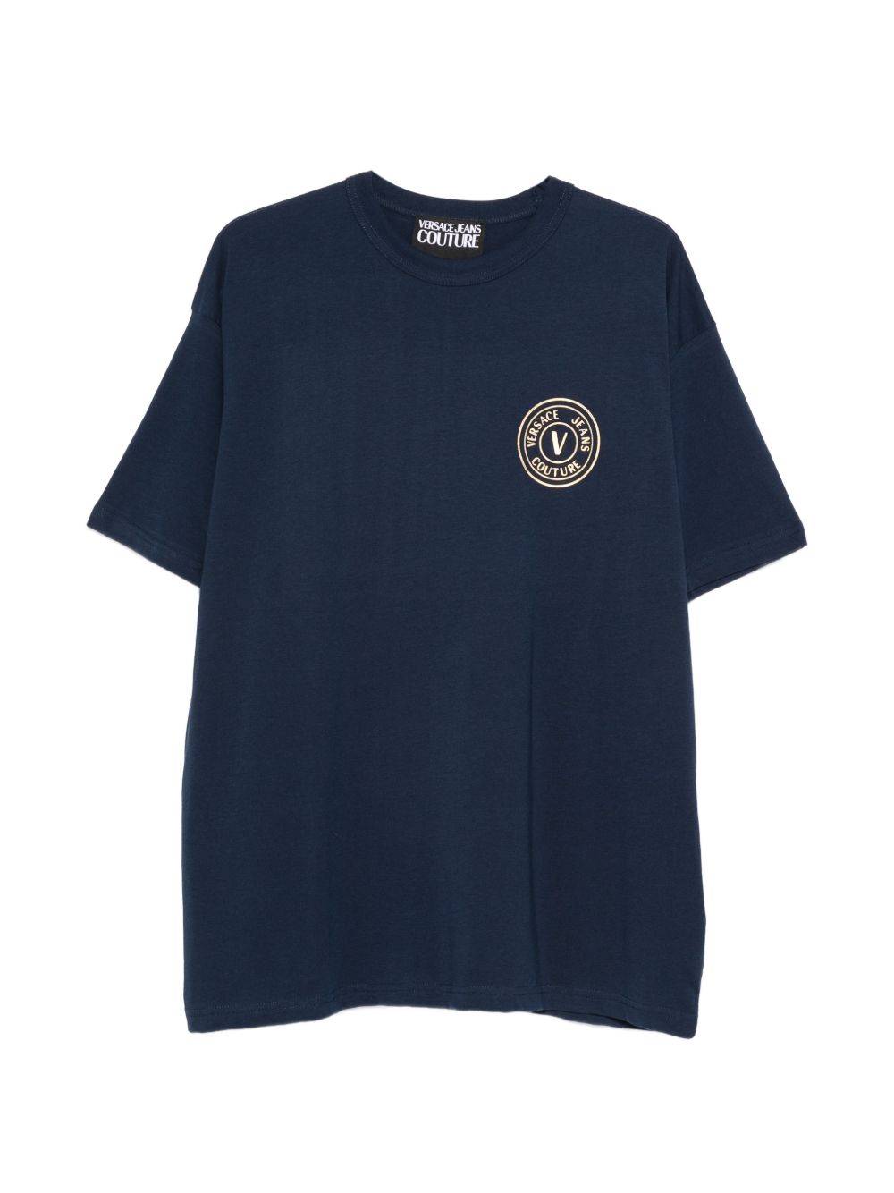 VERSACE JEANS COUTURE Maglia blu girocollo in cotone