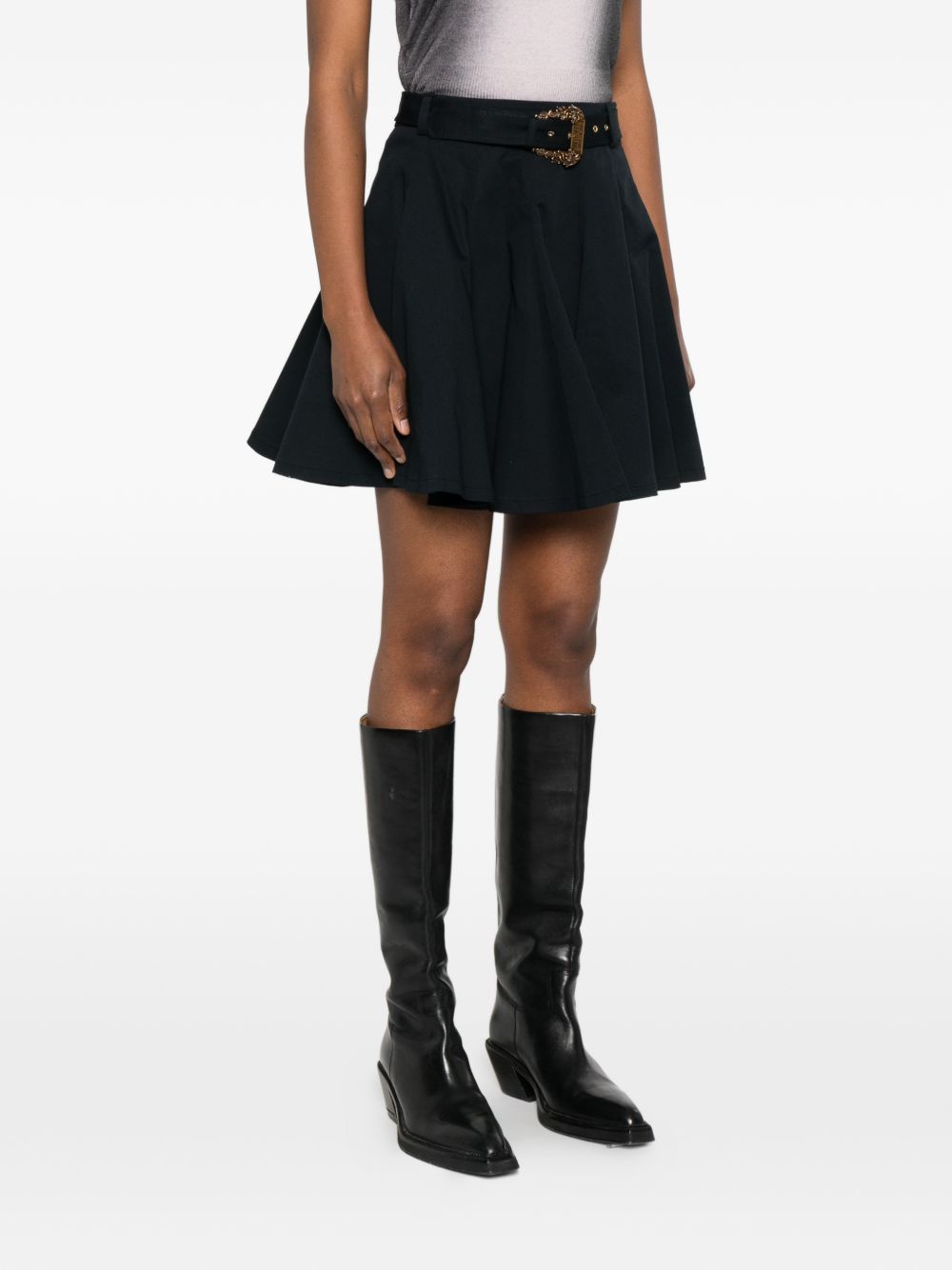 VERSACE JEANS COUTURE Gonna mini in cotone nero con cintura