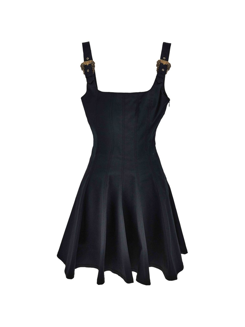 VERSACE JEANS COUTURE Abito corto nero con fibbie oro
