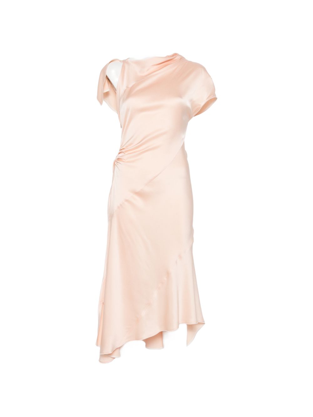 VICTORIA BECKHAM Abito midi satinato rosa chiaro con asimmetrie