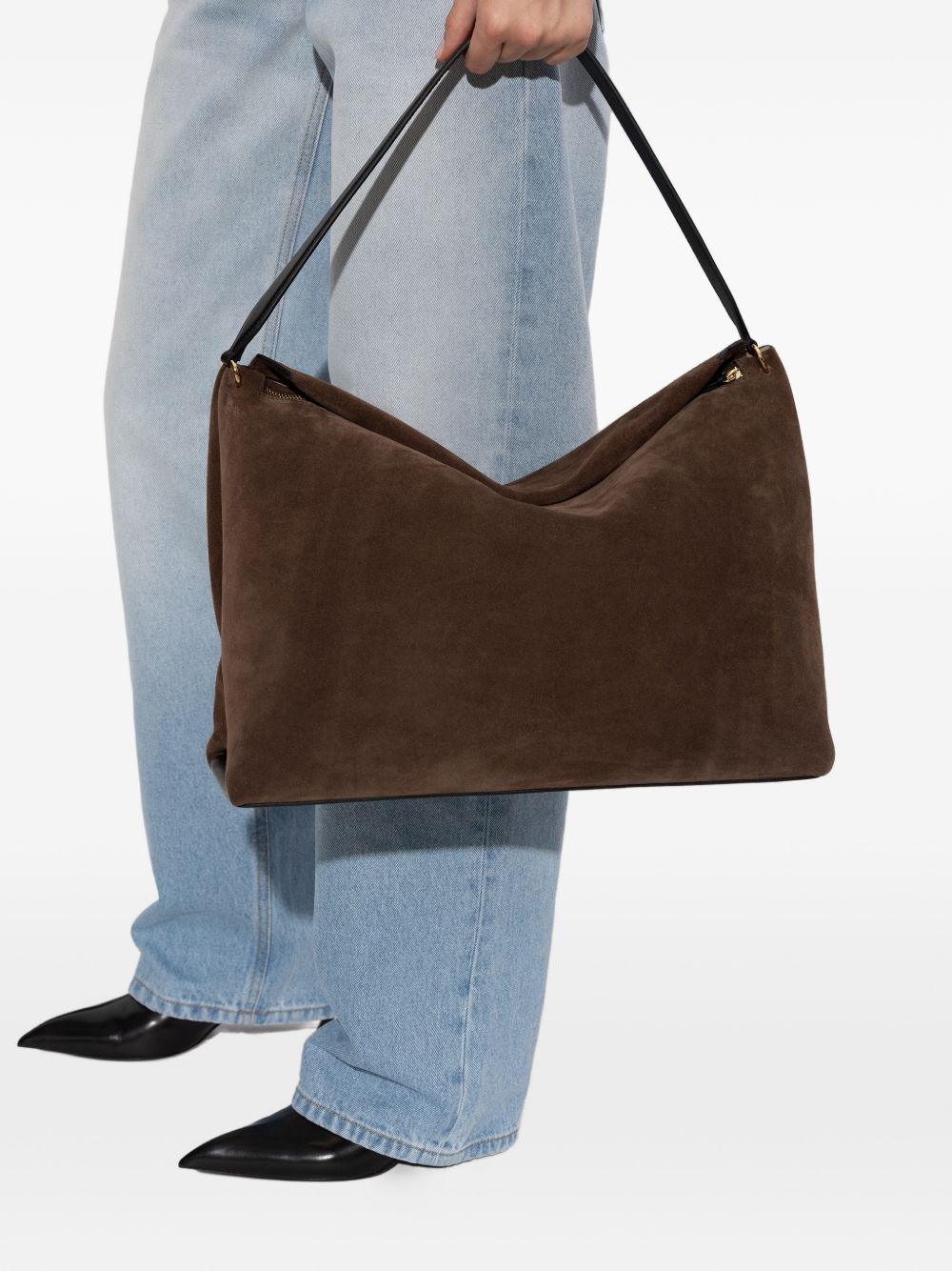 WANDLER Borsa a spalla Penelope in suede marrone