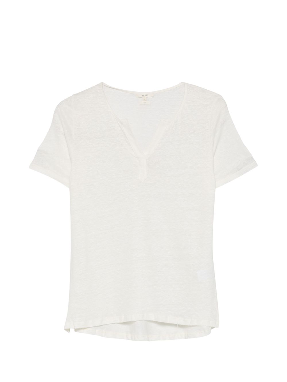 YERSE T-shirt Dunas in lino ecrù con scollo a V