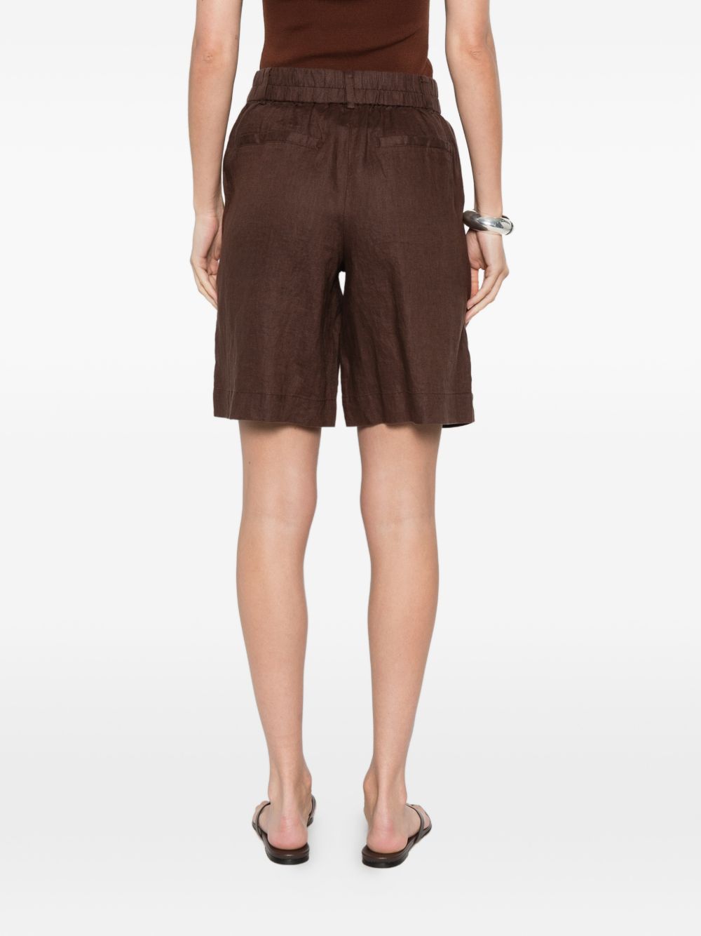 YERSE Shorts Rita in lino marrone