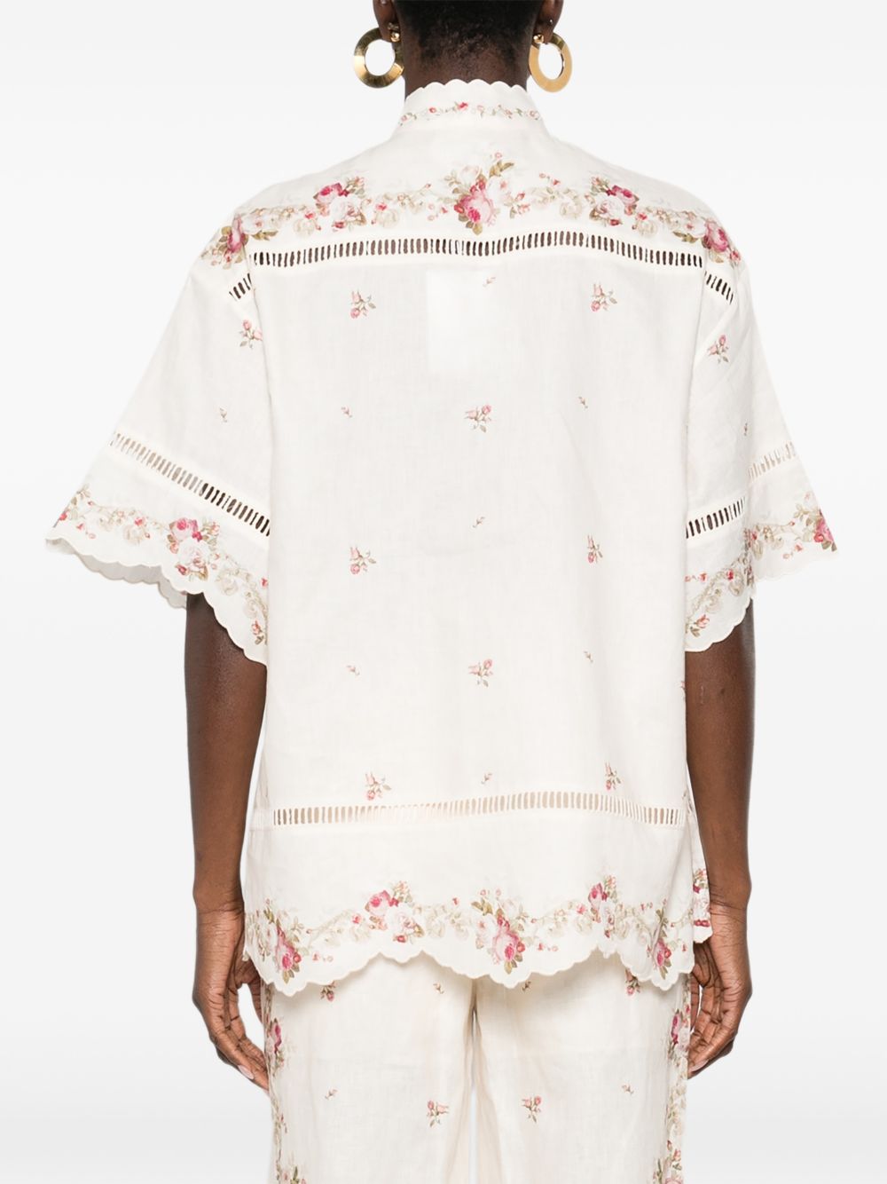 ZIMMERMANN Camicia 'Patience' a fiori con dettagli in pizzo