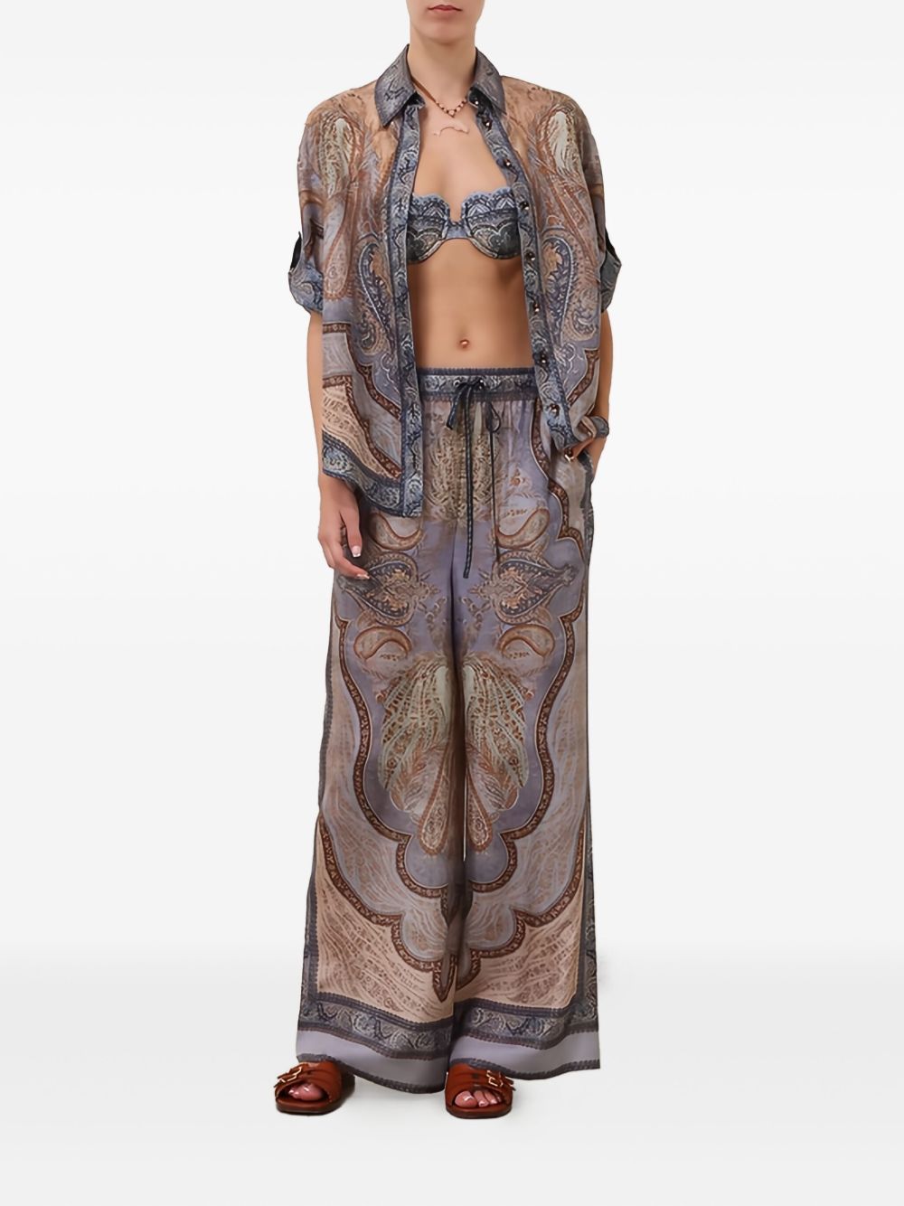 ZIMMERMANN Pantaloni in seta con fantasia