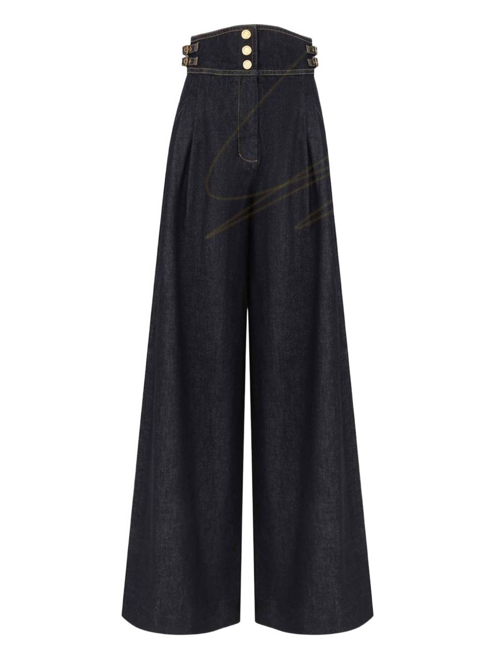 ZIMMERMANN Pantaloni blu effetto jeans a vita alta
