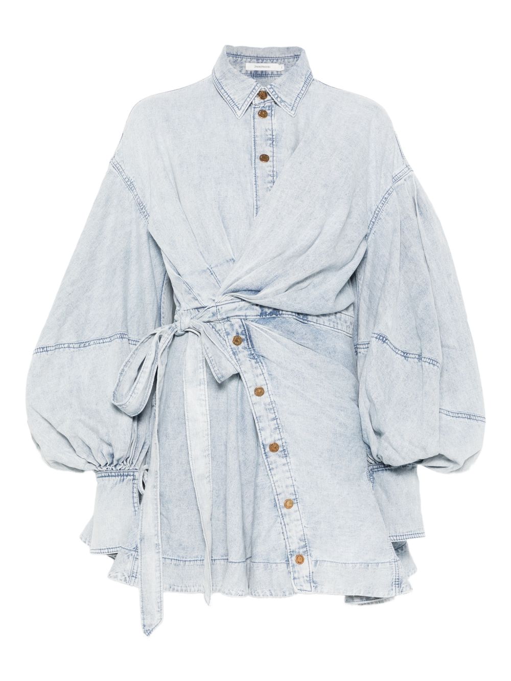 ZIMMERMANN Abito corto in cotone azzurro