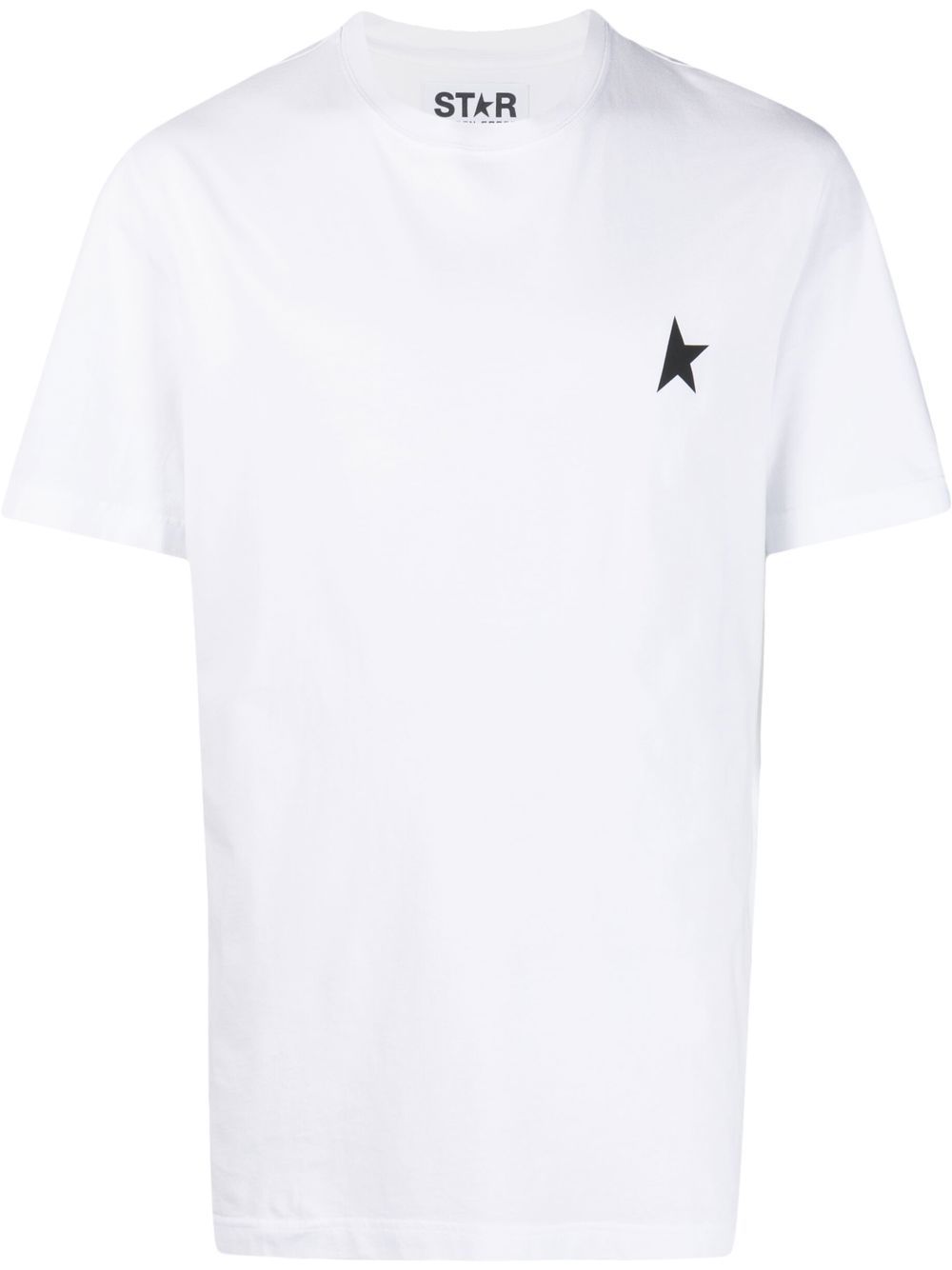 GOLDEN GOOSE T-shirt in cotone bianco con logo iconico a stella nero