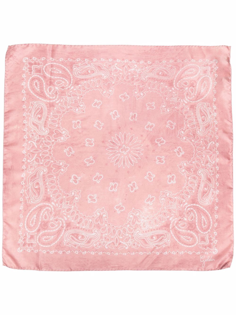 GOLDEN GOOSE Foulard in seta rosa con stampa paisley