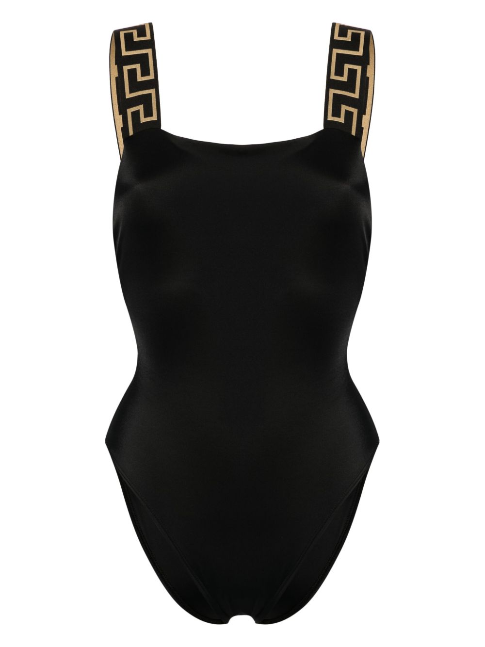 VERSACE Costume intero nero con stampa barocca