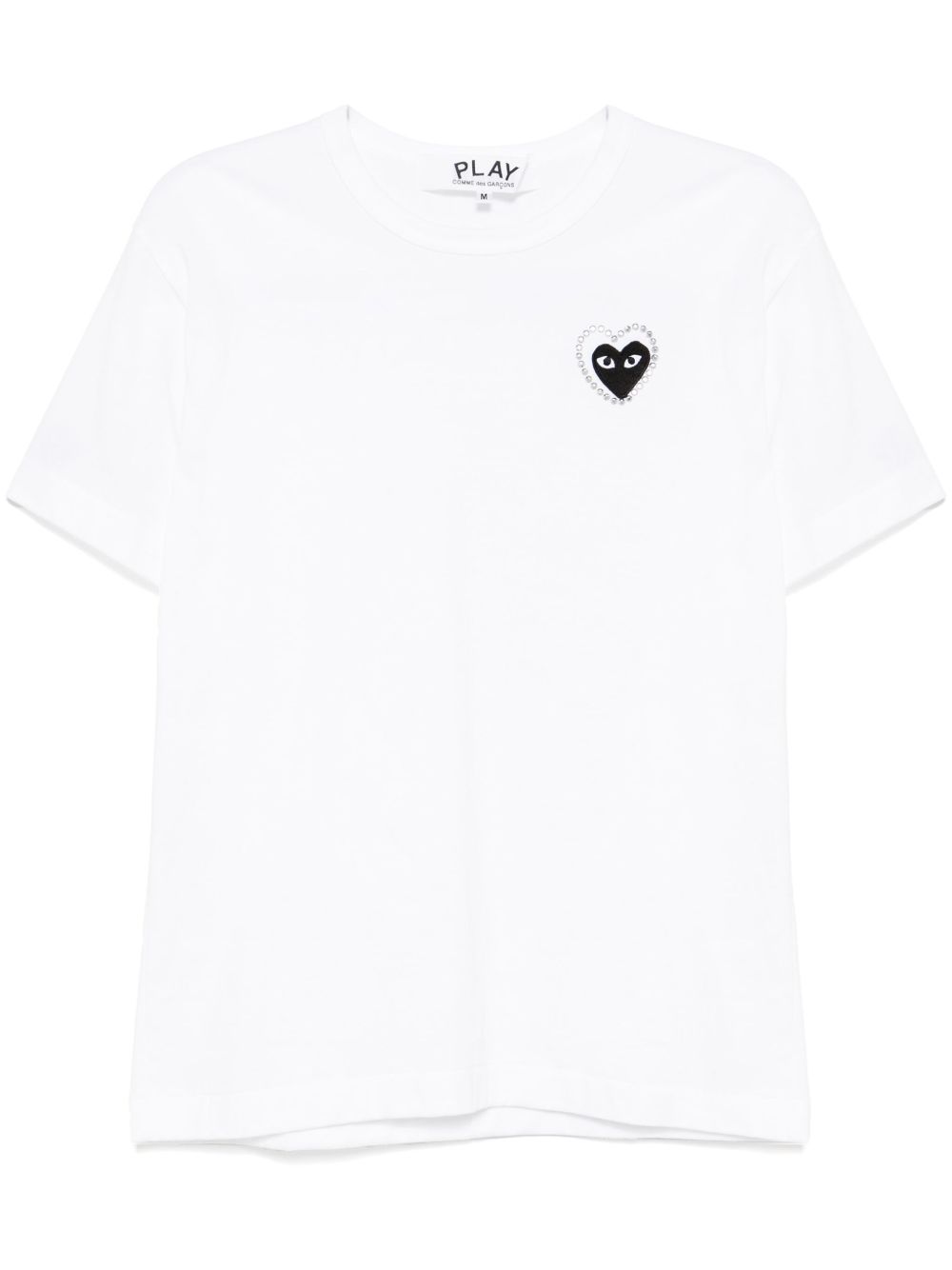 COMME DES GARCONS PLAY T-shirt a maniche corte in cotone bianco con logo ricamato