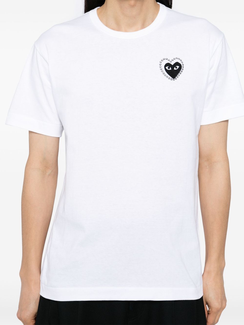 COMME DES GARCONS PLAY T-shirt a maniche corte in cotone bianco con logo ricamato