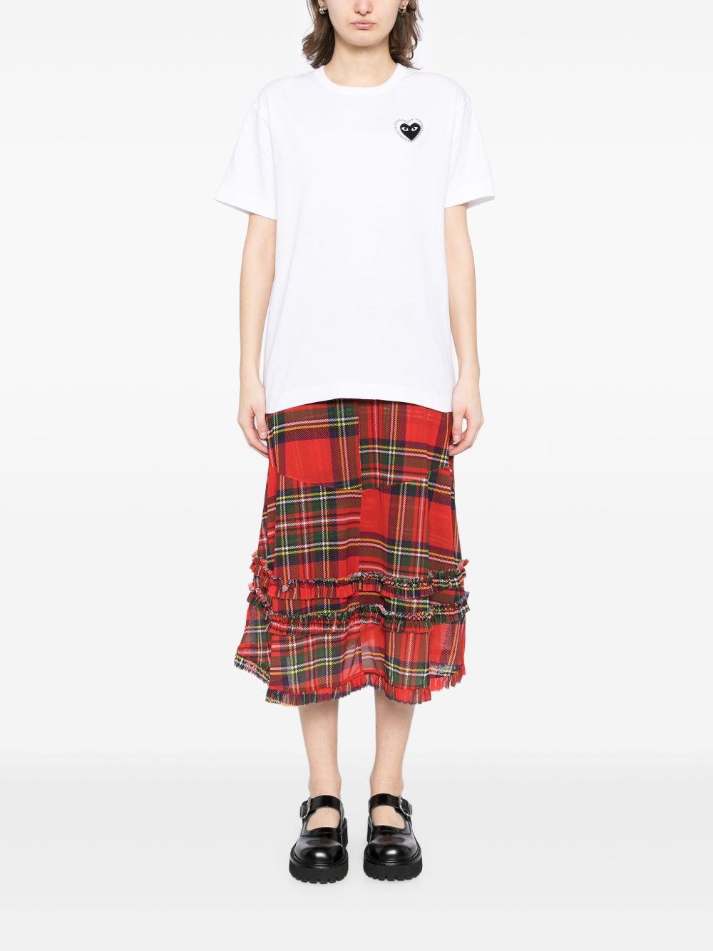 COMME DES GARCONS PLAY T-shirt a maniche corte in cotone bianco con logo ricamato