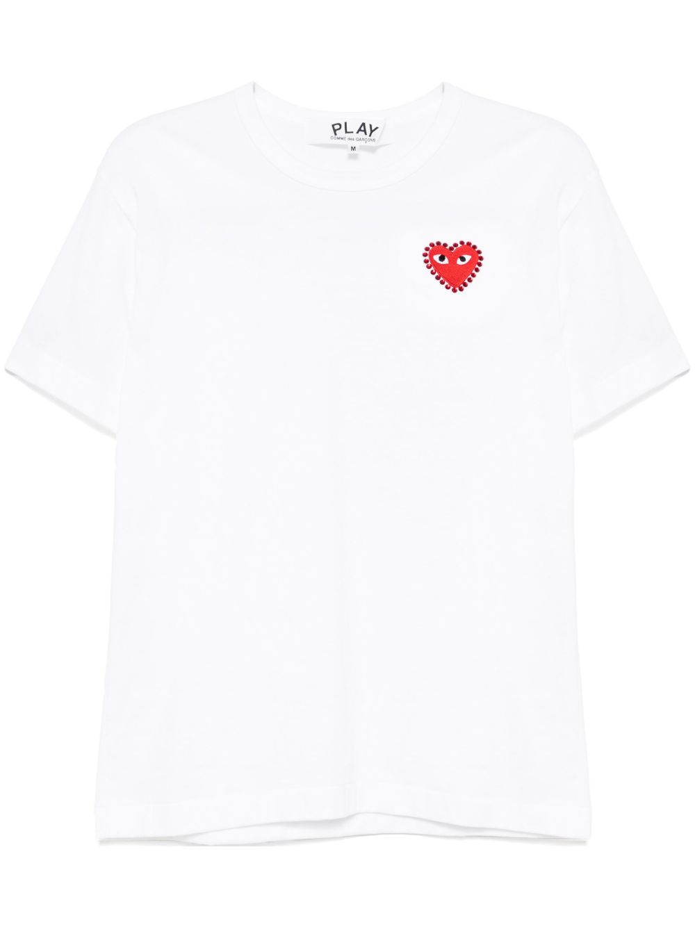 COMME DES GARCONS PLAY T-shirt a maniche corte in cotone bianco con logo ricamato
