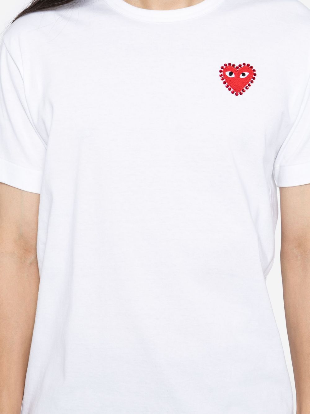 COMME DES GARCONS PLAY T-shirt a maniche corte in cotone bianco con logo ricamato