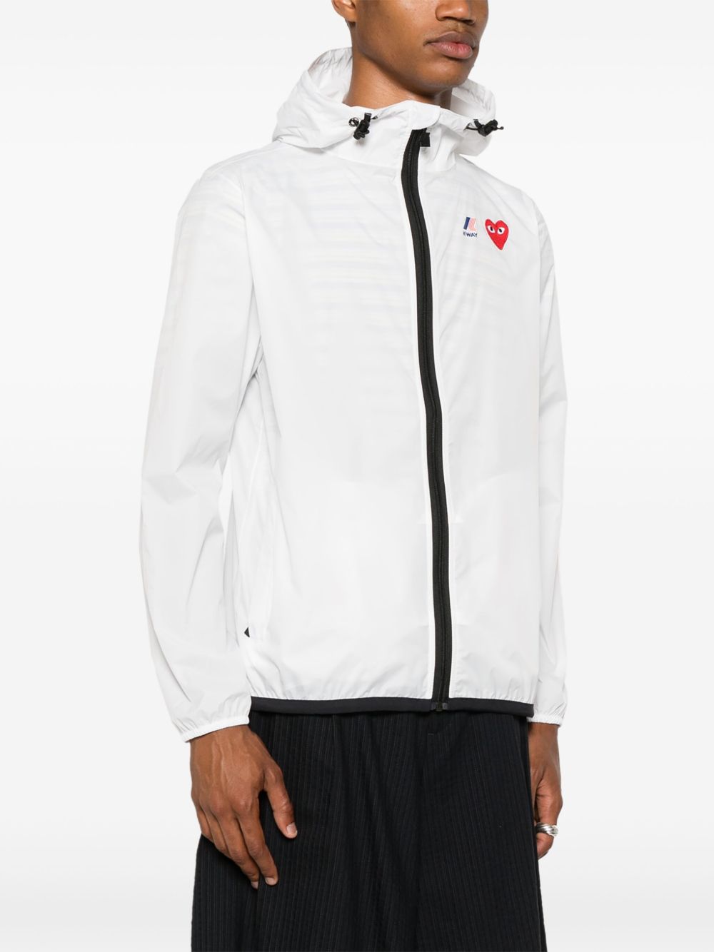 COMME DES GARCONS PLAY Comme Des Garçons Play X K-Way giacca bianco con zip e cappuccio
