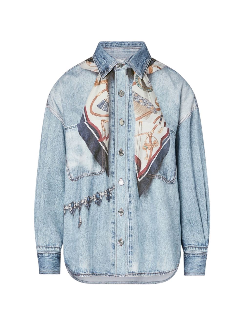 LIUJO Capsule Gigi Hadid Camicia in Denim con Stampa Digitale, Charm e Foulard