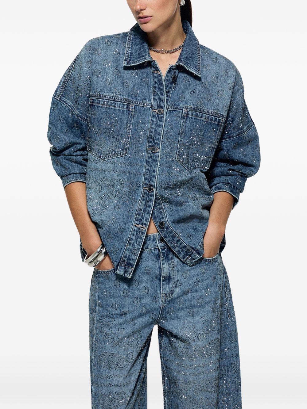 LIUJO Capsule Gigi Hadid Giacca in denim oversize con strass