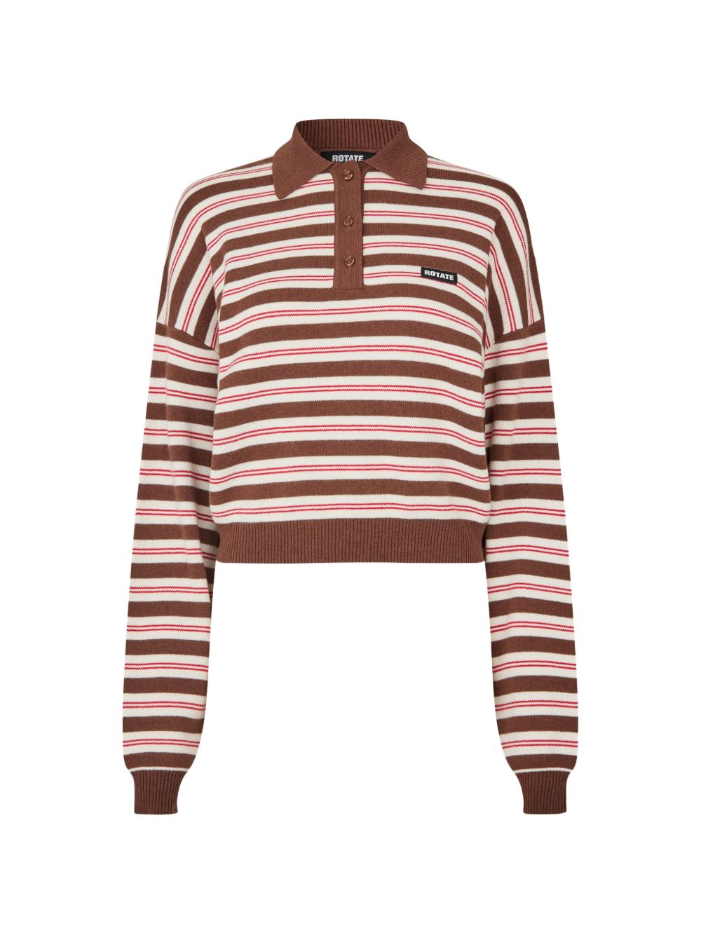 ROTATE Maglia a righe color mattone in lana merino