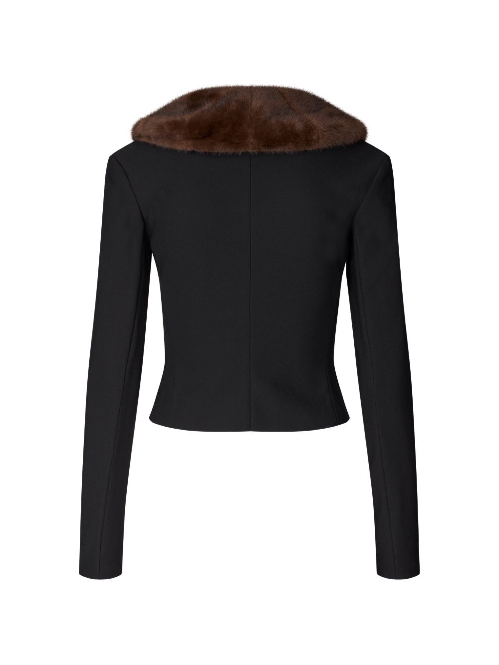 ROTATE Cardigan crop con collo in ecopelliccia