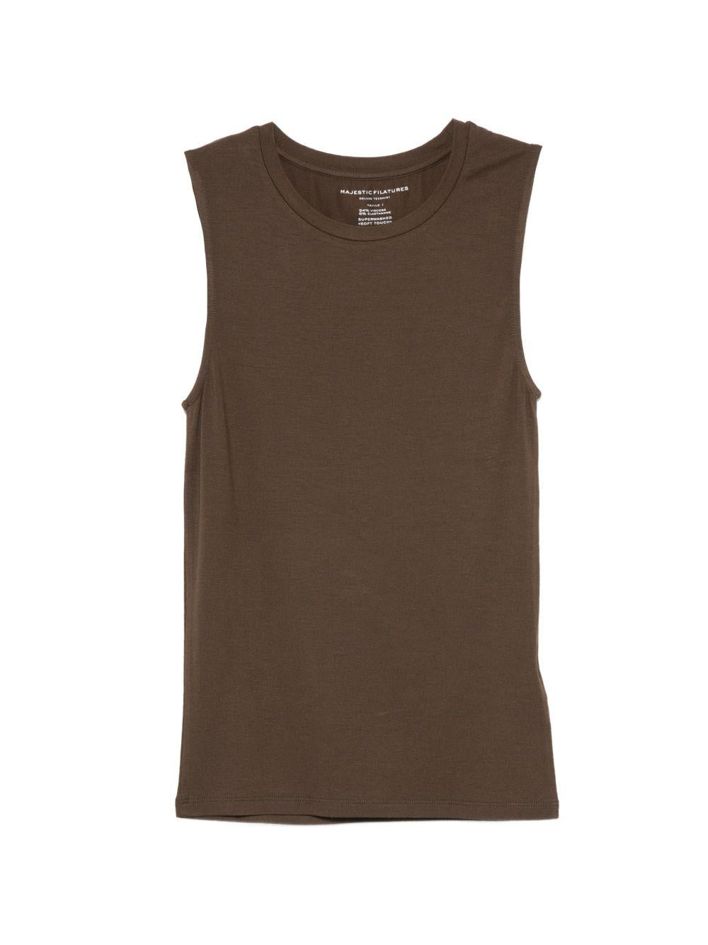 MAJESTIC FILATURES T-shirt marrone senza maniche