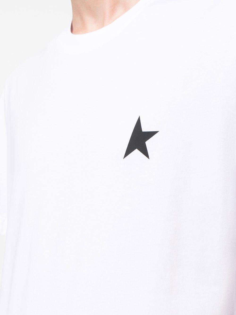 GOLDEN GOOSE T-shirt in cotone bianco con logo iconico a stella nero