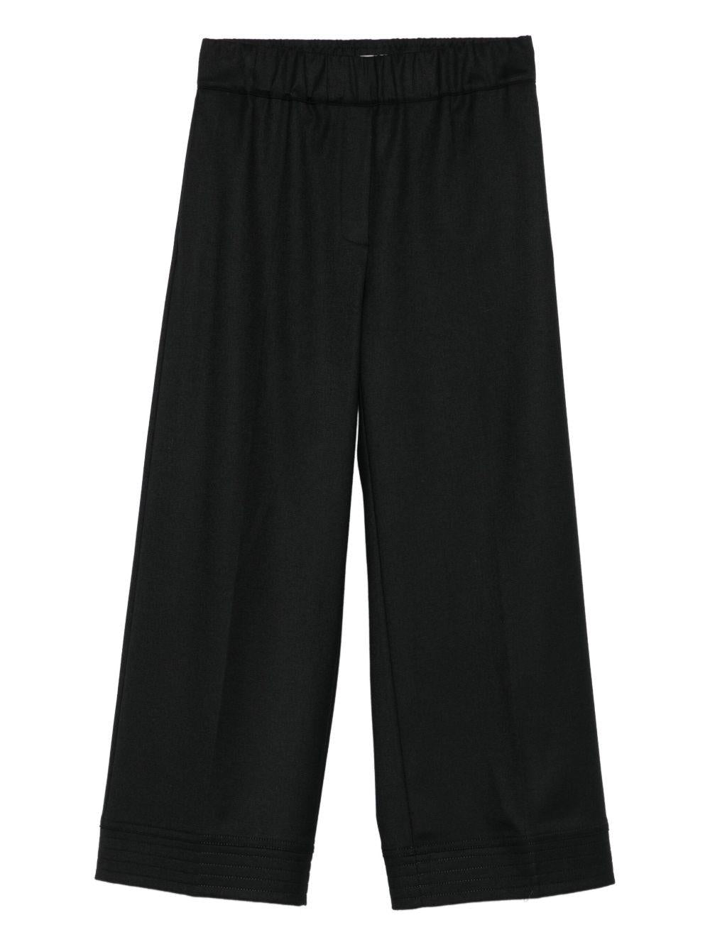 D EXTERIOR Pantaloni neri con vita elasticizzata e orlo dritto