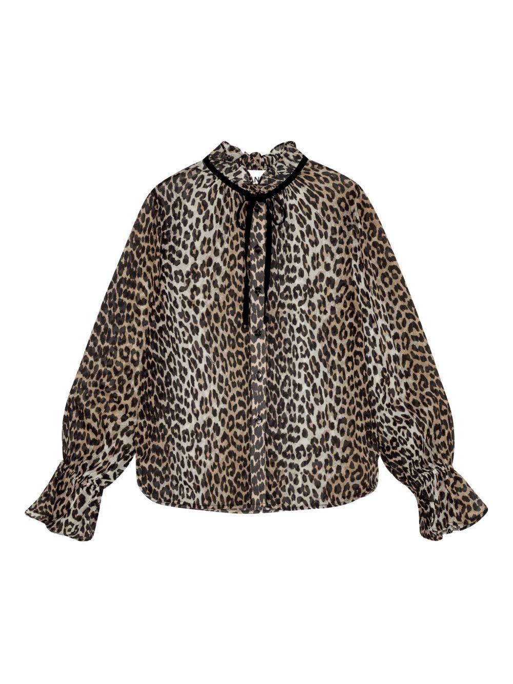 GANNI Blusa con stampa leopardata