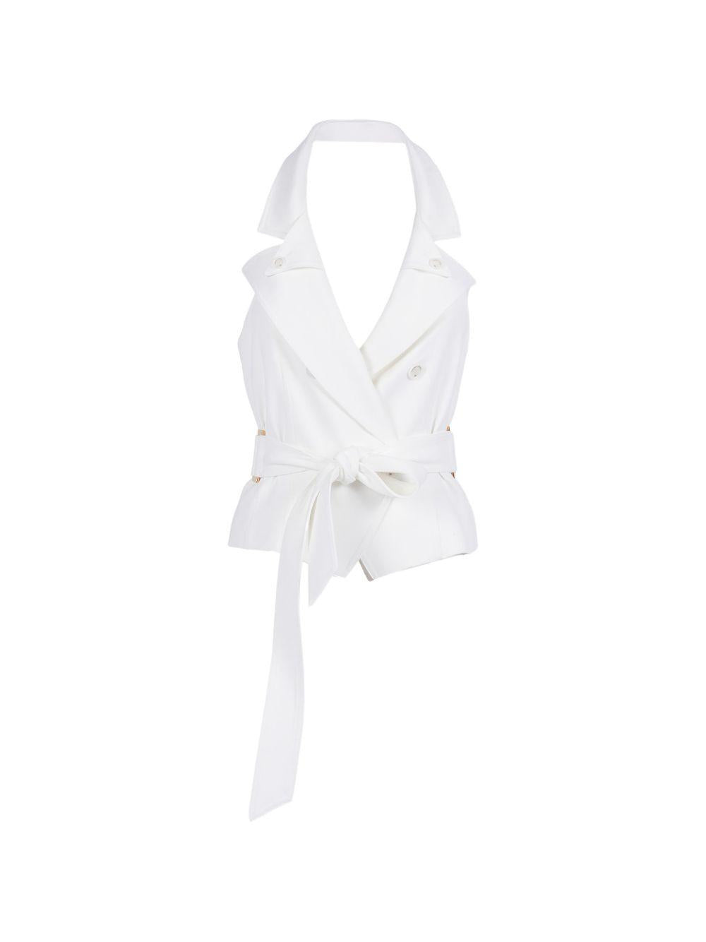 ELISABETTA FRANCHI Gilet bianco con cintura in vita