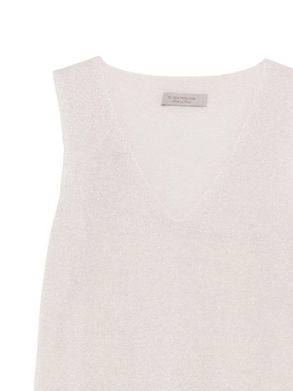 D EXTERIOR Top con scollo a V in lurex