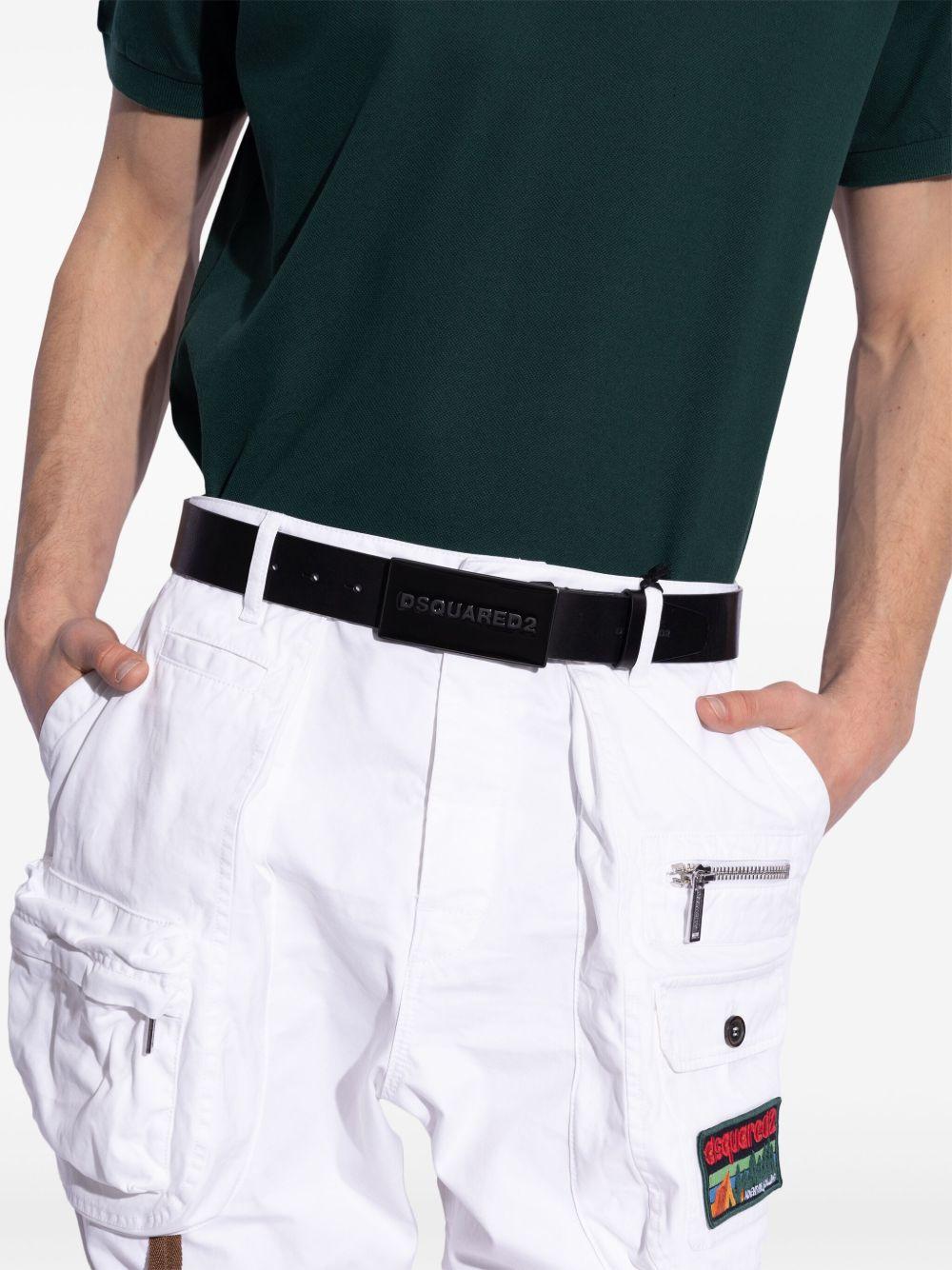 DSQUARED2 Cintura in pelle nera con chiusura a placca con logo