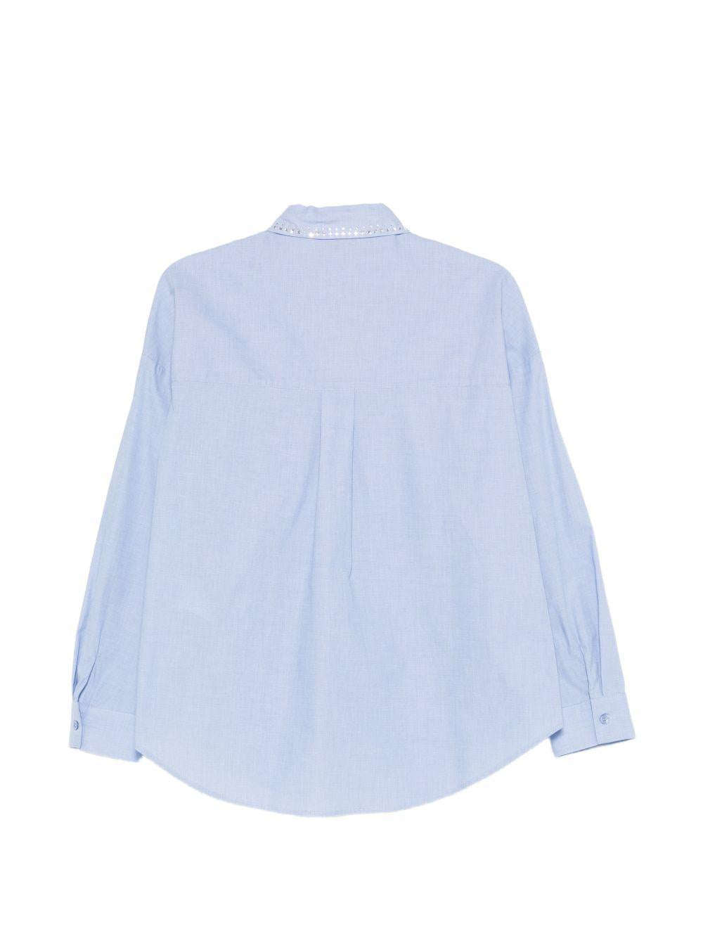 LIUJO Camicia azzurra a maniche lunghe con strass