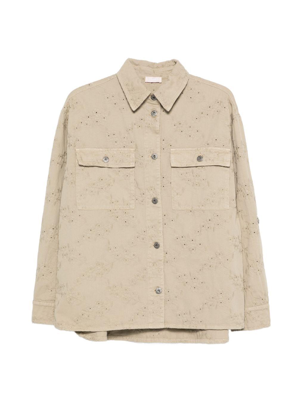 LIUJO Giacca beige in cotone ricamato