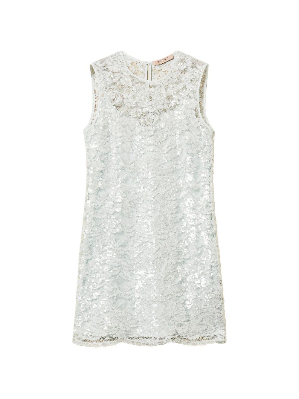 TWINSET Mini abito in pizzo ricamato con paillettes