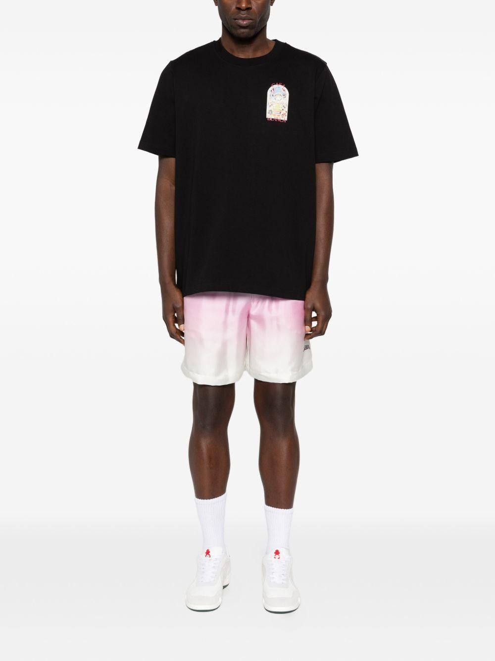 CASABLANCA T-shirt con stampa grafica in cotone nero