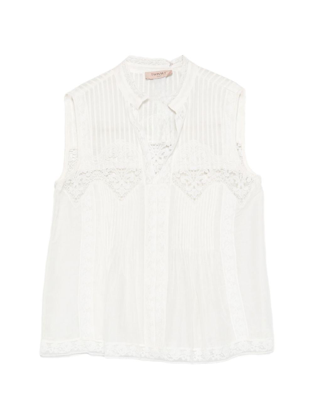 TWINSET Camicia senza maniche con ricami bianca