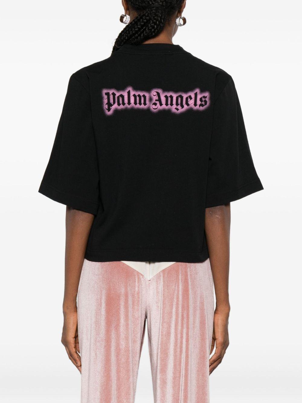 PALM ANGELS T-shirt nera con logo ricamato