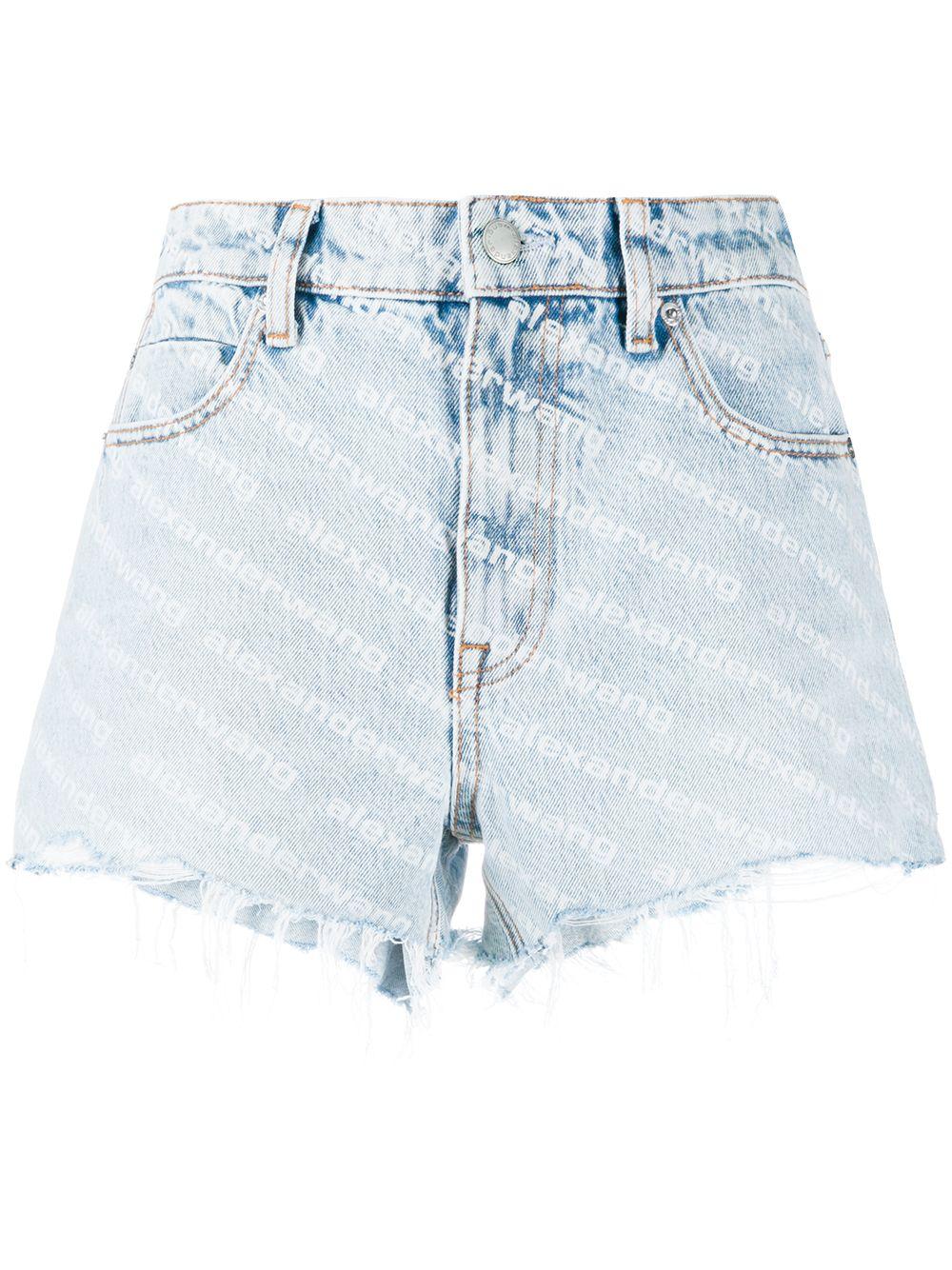 ALEXANDER WANG Shorts a vita alta con logo stampato