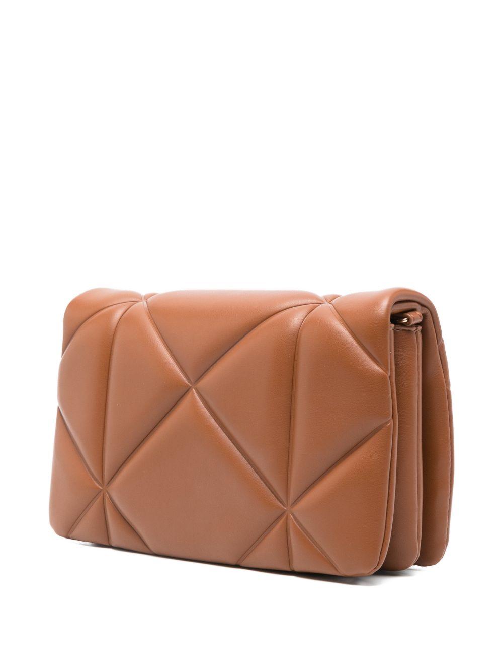 LOVE MOSCHINO Borsa marrone trapuntata con placca logo