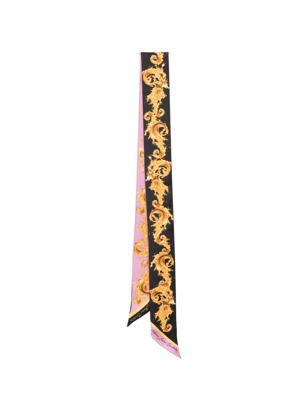 VERSACE JEANS COUTURE Foulard in seta con stampa oro e nera