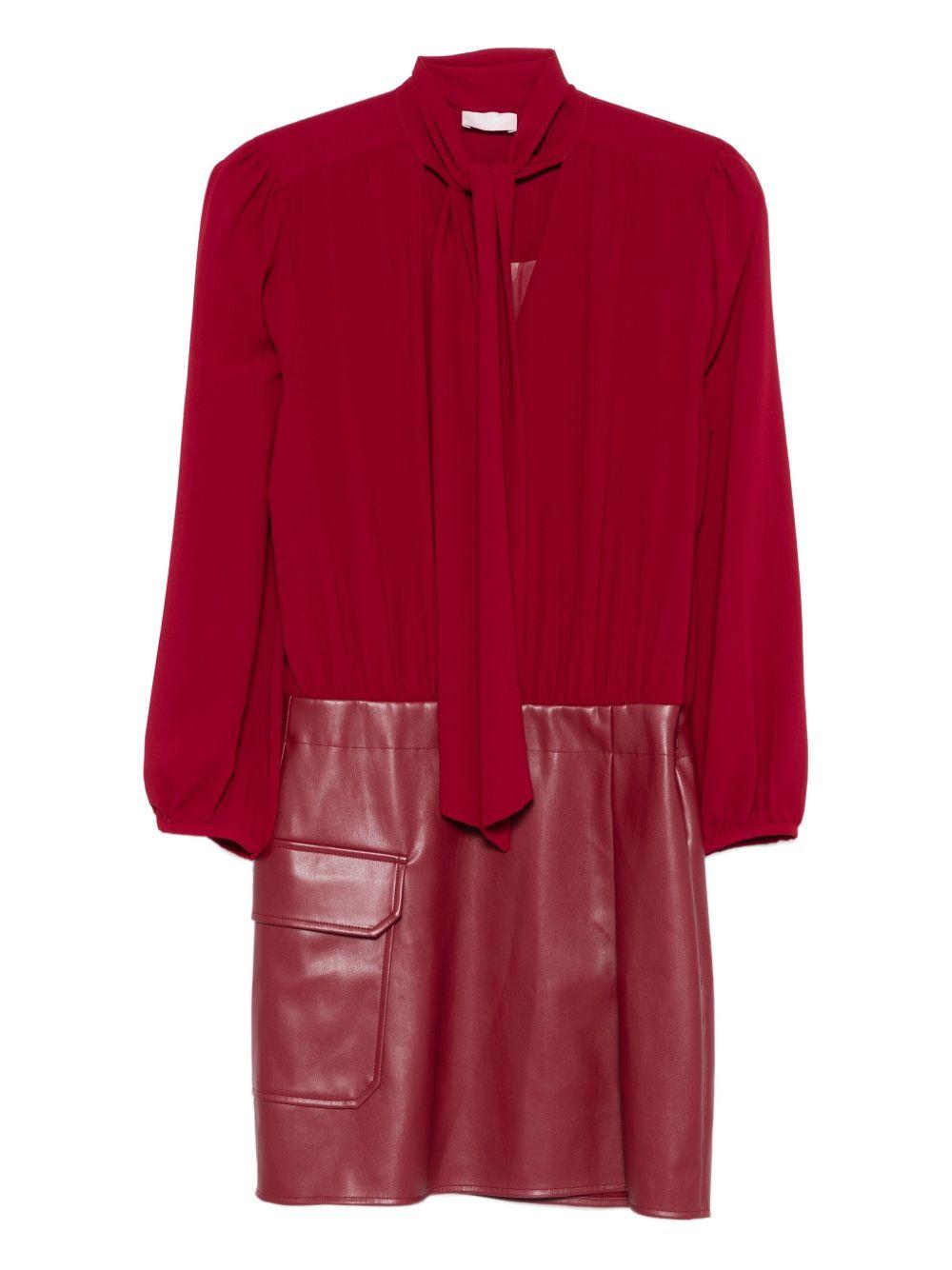 LIUJO Abito corto rosso con fiocco al collo