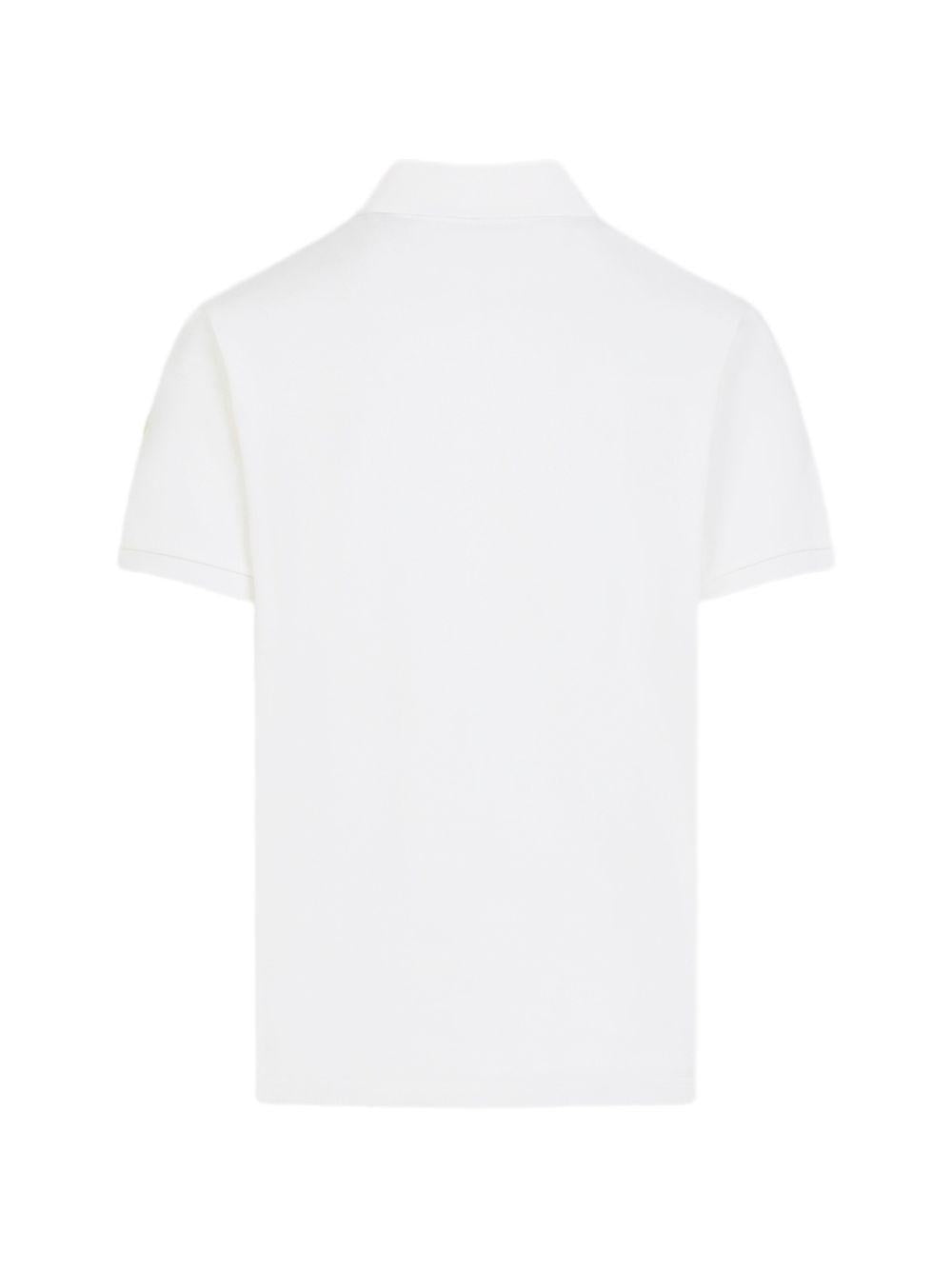 MONCLER Polo bianca a righe in cotone